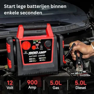 DailySupplies Jumpstarter met Compressor zwart/rood