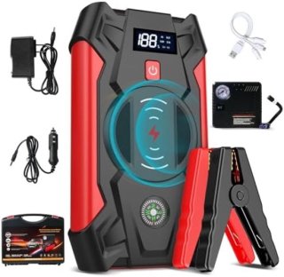 All-in-one draagbare autostartkabel: starten, oppompen en opladen