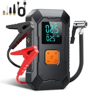 Draagbare Jump Starter met luchtpomp - zwart