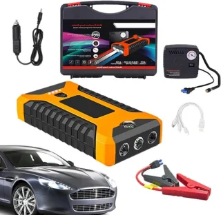 Draagbare starthulp accupakket auto 99800 mAh zwart