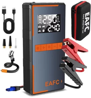 De EAFC 12V Jumpstarter met compressor in één oogopslag