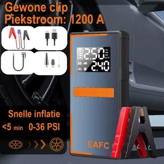 Wat vinden we goed aan de EAFC 12V Jumpstarter met compressor