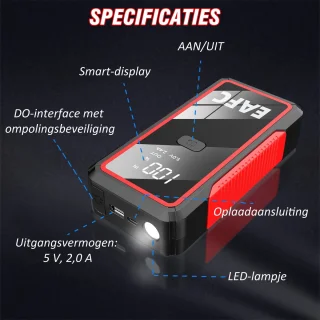Wat vinden we goed aan de EAFC Jumpstarter 12V 2000A 20.000 mAh