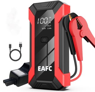 De EAFC Jumpstarter 12V Auto Draagbare Starthulp Rood in één oogopslag