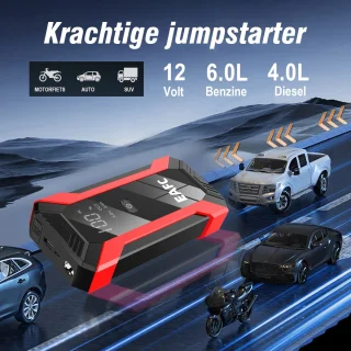 EAFC Jumpstarter 12V Auto Draagbare Starthulp Rood