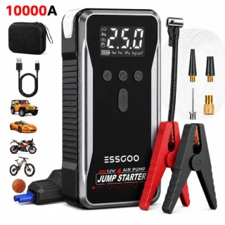ESSGOO® 12V 5-in-1 Jumpstarter met compressor - 1000A / 12000mAh