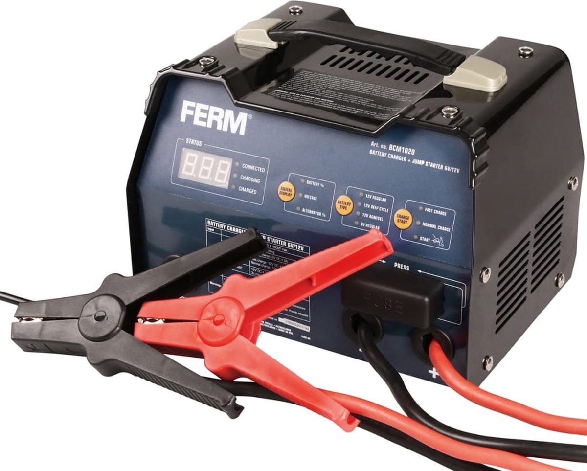 FERM BCM1020 Acculader en Jumpstarter 6V/12V