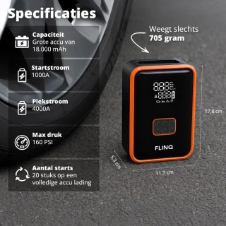 FlinQ 12V Jumpstarter voor Auto en Motor