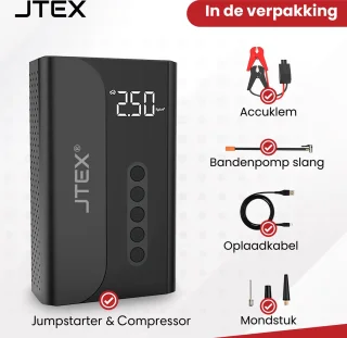 JTEX 12V Auto Jumpstarter met Compressor