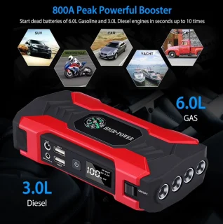 Jump Starter 28000mAh 12V 800A LED Display