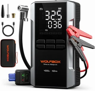 Jump starter auto 4000a – startbooster met luchtcompressor 160 psi en powerbank 24.000 mah