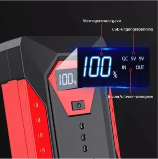 Jumpstarter 1200A Rood/Zwart Voor Auto Benzine Diesel