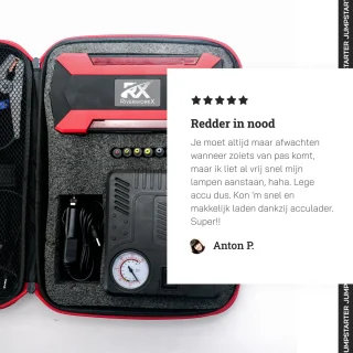 Jumpstarter 12V 12000mAh met luchtcompressor en opberger