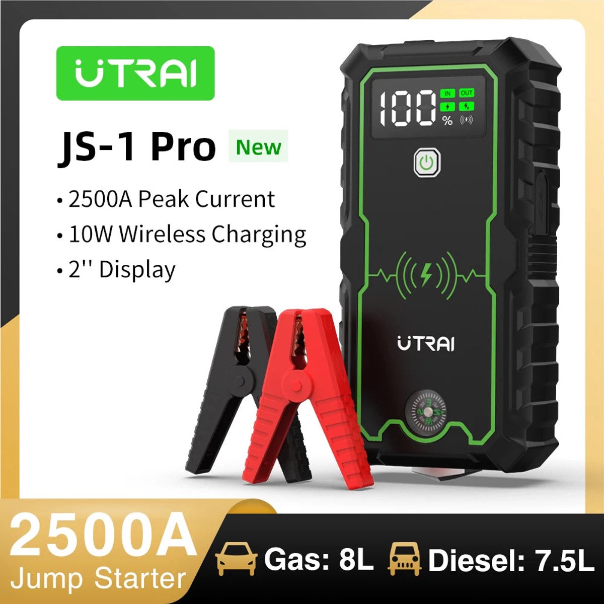 Jumpstarter 12V 2500A Zwart
