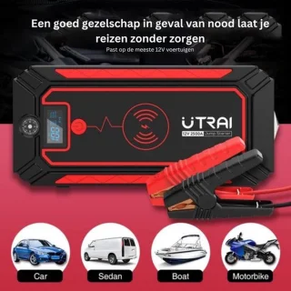 Jumpstarter 12V Draagbaar Zwart/Rood - Auto Startbooster Diesel