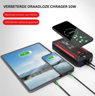 Jumpstarter 12V Draagbaar Zwart/Rood - Auto Startbooster Diesel