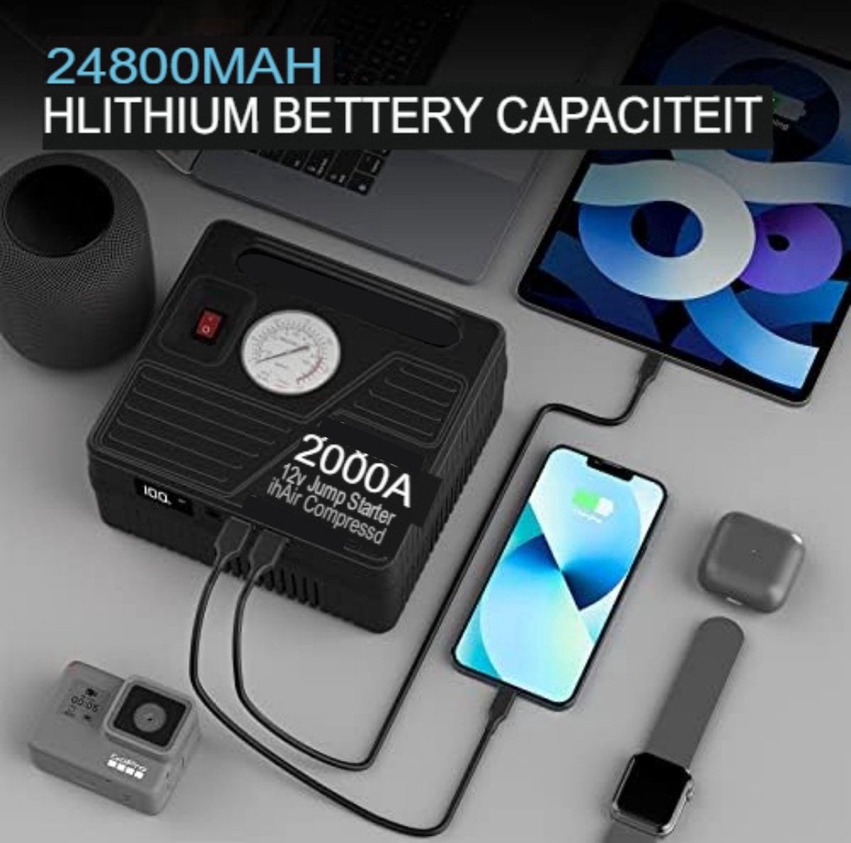 Wat vinden we goed aan de Jumpstarter 2000A draagbaar powerstation en starthulp auto