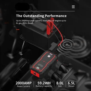 Jumpstarter 2000A met Compressor en Powerbank Zwart