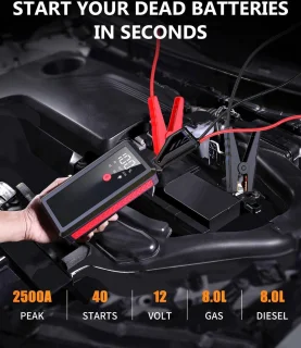 Jumpstarter 2500A 12V met USB en LED Modi