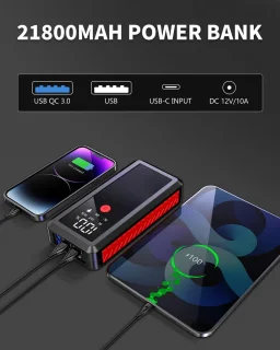 Jumpstarter 2500A 12V met USB en LED Modi