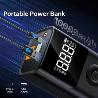 Jumpstarter 2500A 12V Powerbank & Luchtcompressor Draagbaar LCD