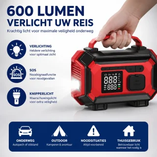 Wat vinden we goed aan de Jumpstarter 8000a met luchtcompressor, rood