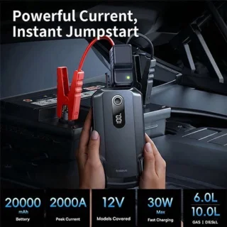 Jumpstarter auto 20000 mAh 2000 A 12 V 42 W powerbank lithium-ion voor benzine- en dieselmotoren