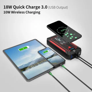 Jumpstarter Auto 2500A met Compressor Powerbank LCD Zwart