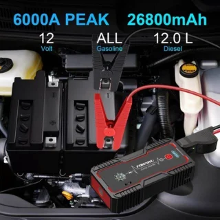 Jumpstarter auto 6000 A 26800 mAh 12 V lithium-polymeer noodstarter