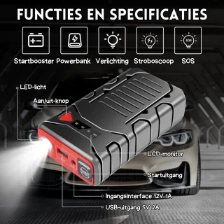 Jumpstarter Auto-Starthulp Powerpack 12V 600A 27000mAh Lithium