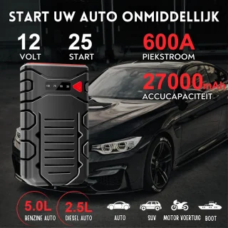 Jumpstarter Auto-Starthulp Powerpack 12V 600A 27000mAh Lithium