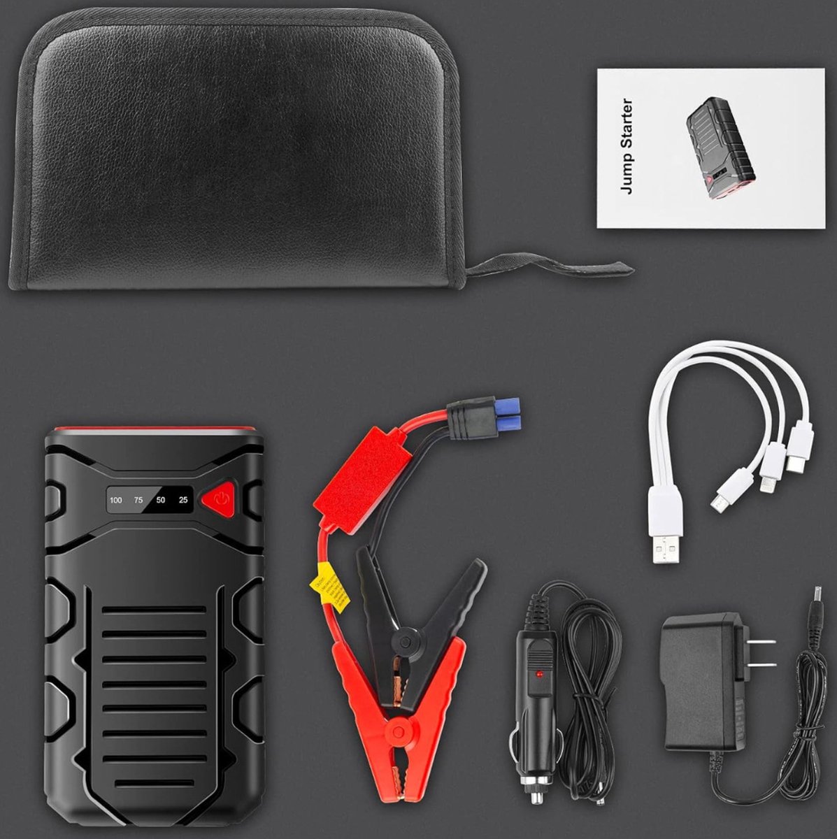 Jumpstarter Auto-Starthulp Powerpack 12V 600A 27000mAh Lithium