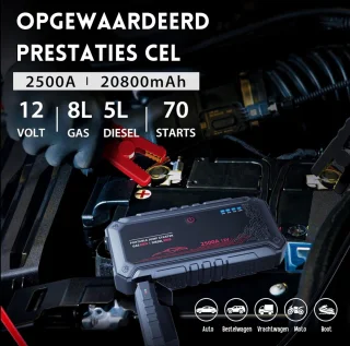 Jumpstarter Draagbare Auto Starthulp 2500A 20800mAh