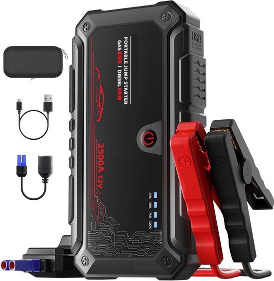 Jumpstarter Draagbare Auto Starthulp 2500A 20800mAh review