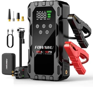 Jumpstarter met compressor 8000a voor benzine en diesel