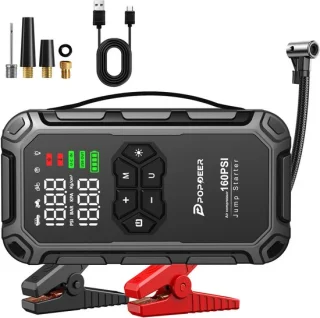 Jumpstarter met luchtcompressor 6000A, 12V accu starter