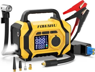 Krachtpatser voor onderweg: 8000A startbooster met compressor en powerbank
