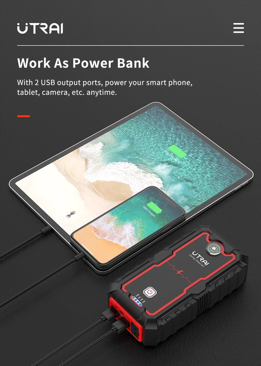 Wat vinden we goed aan de KTN® Jumpstarter 2000A 22000mAh Auto Startkabel Met Powerbank