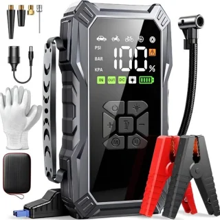 Lion® Jumpstarter - Startbooster - Jumpstarter voor Auto - Zwart - 5cm x 11cm x 21cm