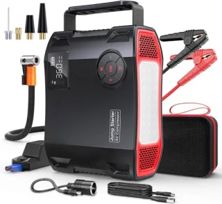 MKSS Jumpstarter met Compressor Zwart + Rood