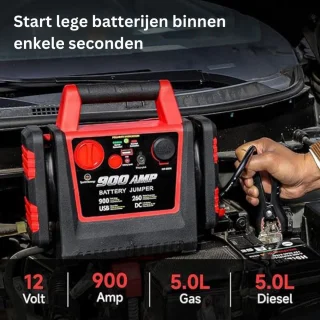MKSS® Jumpstarter met Compressor Zwart/Rood