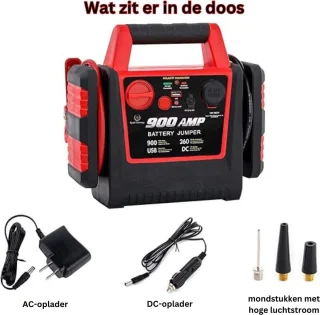 MKSS® Jumpstarter met Compressor Zwart/Rood