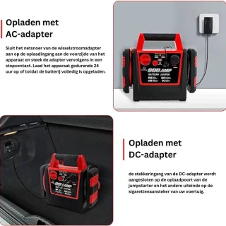 MKSS® Jumpstarter met Compressor Zwart/Rood