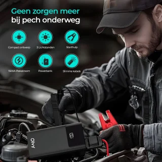 Olvy 12V 1500A Jumpstarter met Powerbank en LED Zaklamp
