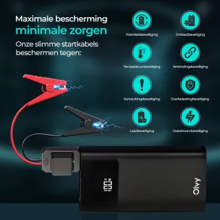 Olvy 12V 1500A Jumpstarter met Powerbank en LED Zaklamp
