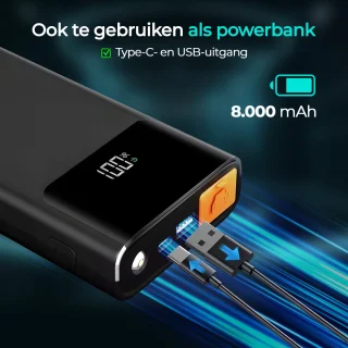 Olvy 12V 1500A Jumpstarter met Powerbank en LED Zaklamp