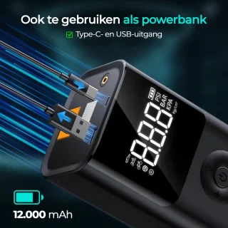 Olvy 12V Jumpstarter 1500A met Compressor en Accessoires