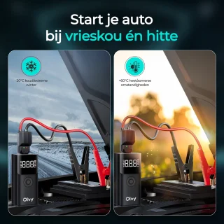 Olvy 12V Jumpstarter 1500A met Compressor en Accessoires