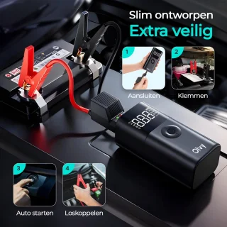 Olvy 12V Jumpstarter 1500A met Compressor en Accessoires