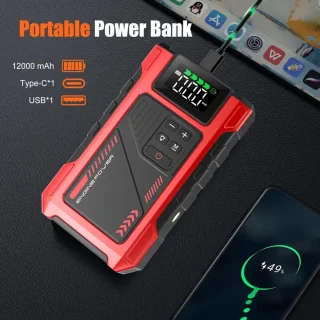 PolkaHome® Jumpstarter 12000mAh 12V voor Auto, Camper en Motor